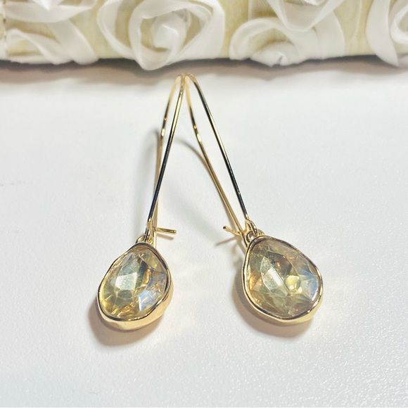 Gold Crystal Elegant Gold Teardrop Earrings - Picture 1 of 4